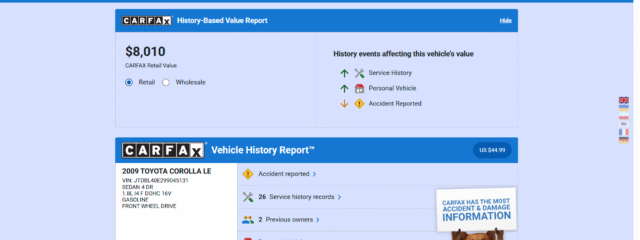 carfax sample report